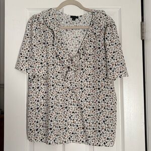 Ann Taylor Factory Floral Blouse - Black, Brown, Cream